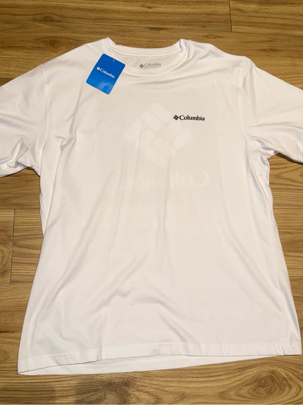 Columbia Men’s White Short-Sleeve Logo Graphic Tee LARGE cotton NWT - Picture 3 of 4